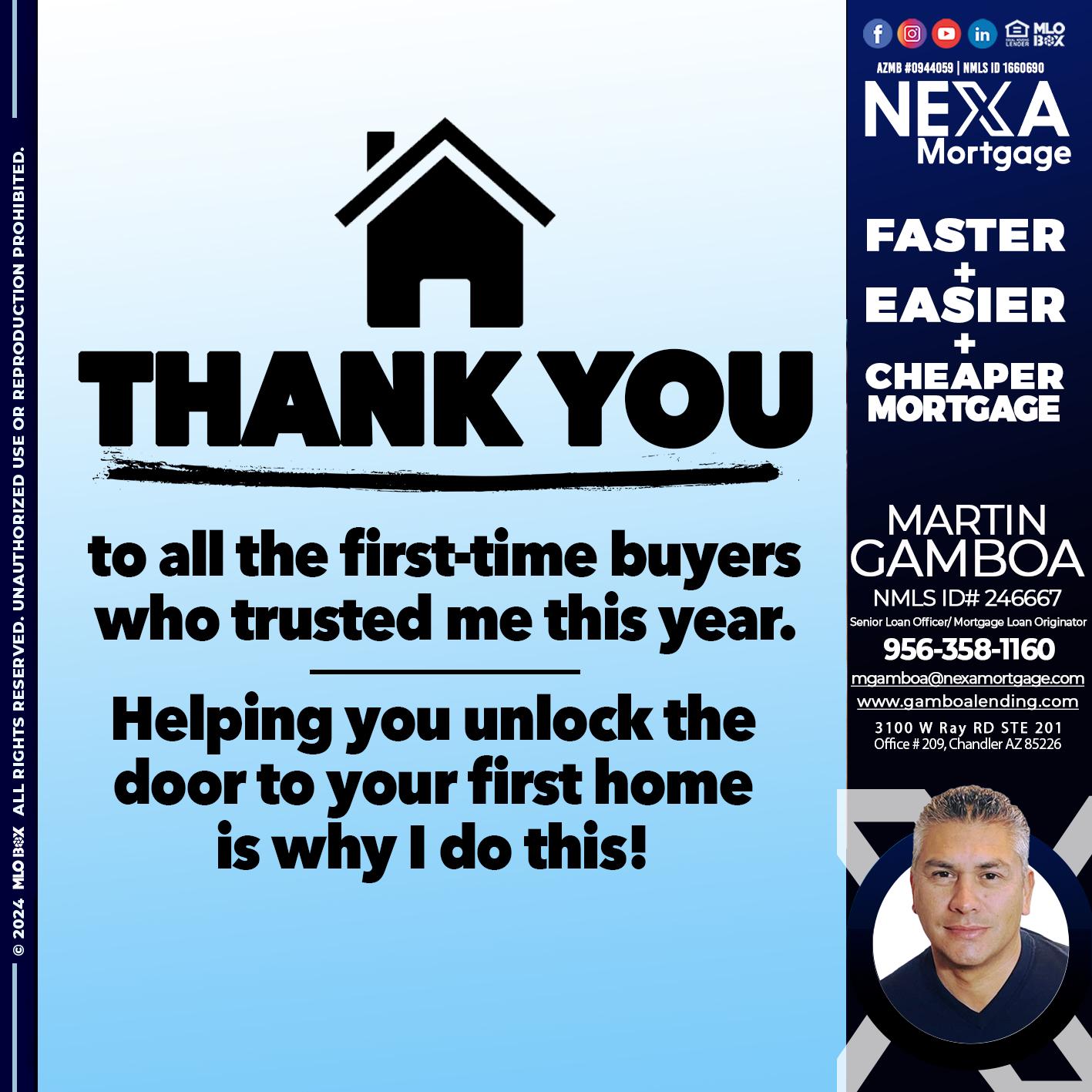 THANK YOU - Martin Gamboa -Senior Loan Officer / Mortgage Loan Originator