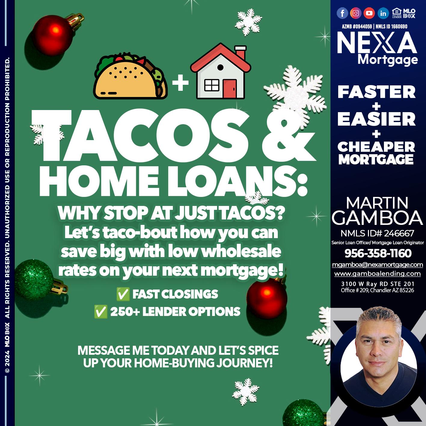 TACOS AND HOME LOANS - Martin Gamboa -Senior Loan Officer / Mortgage Loan Originator