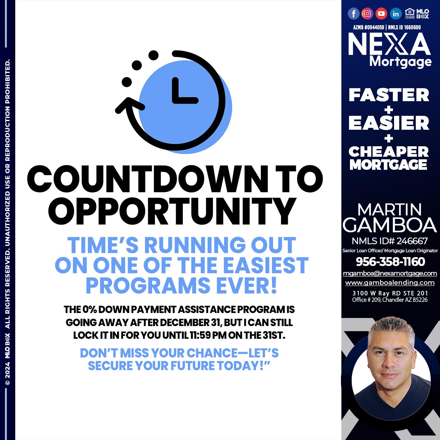 COUNTDOWN - Martin Gamboa -Senior Loan Officer / Mortgage Loan Originator