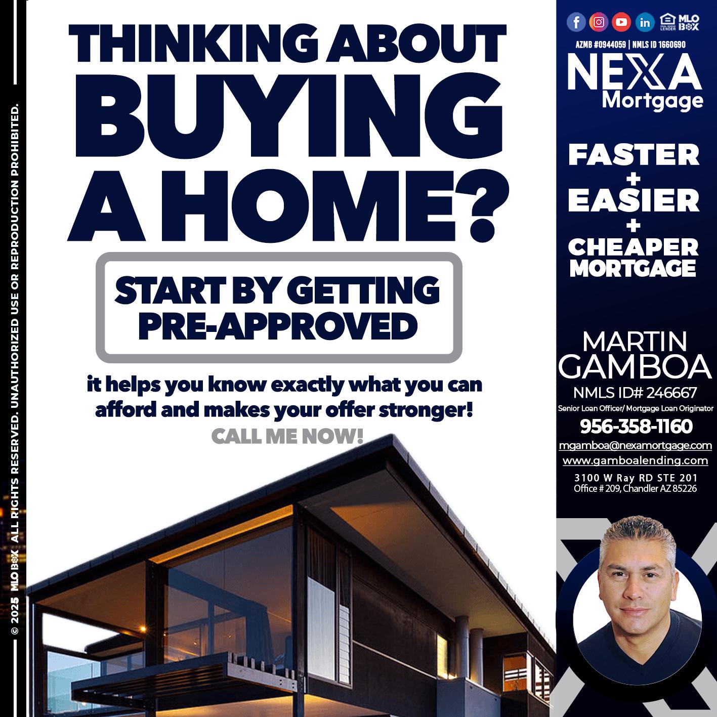 THINKING ON BUYING A HOME? - Martin Gamboa -Senior Loan Officer / Mortgage Loan Originator